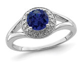 2/3 Carat (ctw) Lab-Created Blue Sapphire Ring  in Sterling Silver